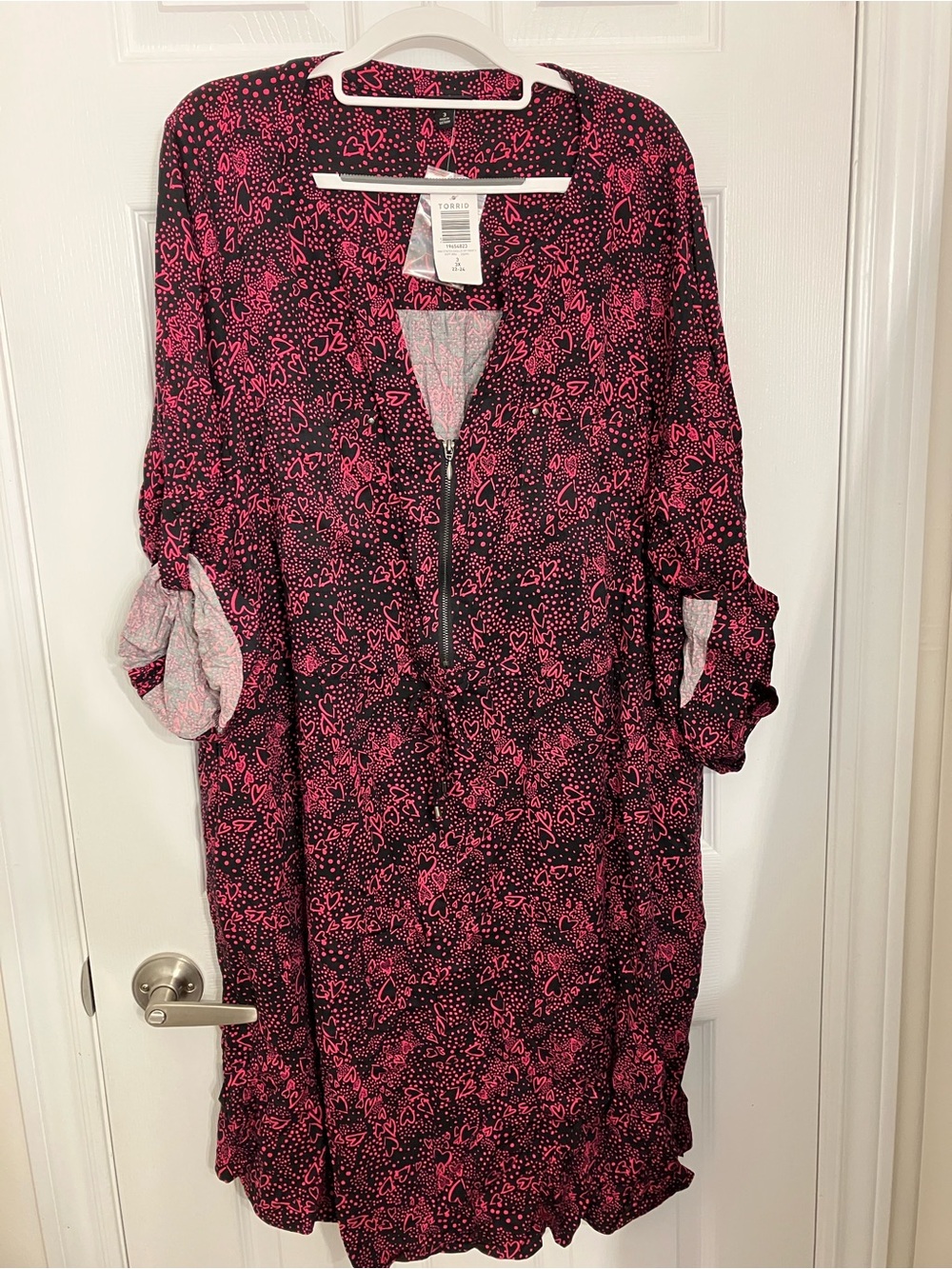 Torrid Mini Stretch Challis Zip Front shirt dress with heats 3x